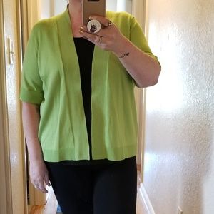 Womens Plus Sized Green Short Sleeved Cardigan